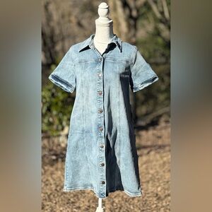🦋 Venus Blue Denim Shirt Dress